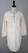 New J. Crew Lace Up Long Balloon Sleeve Cotton Dress Size Small AX320
