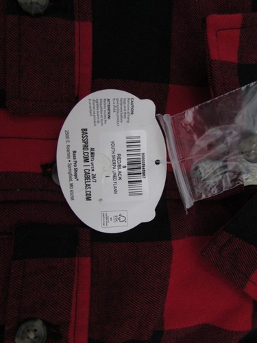 Bass Pro Shops KIDS Sherpa Lined RED/BLACK Checkered Flannel Jacket SMALL NWT - Picture 5 of 11