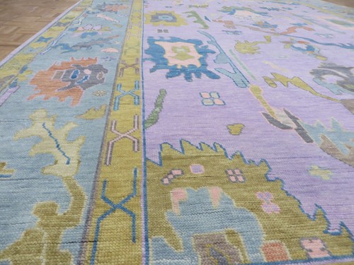 9'9 x 14 Hand Knotted Lavender Colorful Oushak Oriental Rug G13369 - Picture 9 of 11