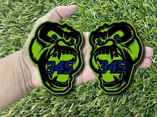 Gorilla Badges Emblem Roaring Blue Eyes & 345 Fender Ape Angry Black/Lime Green
