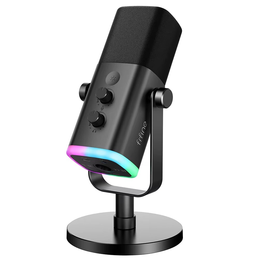 Microphone dynamique USB/XLR RGB noir SoundStream pour PC et table de mixage