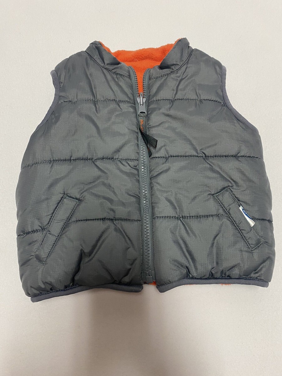 Old Navy baby boys gray orange reversible puffer vest 12-24 months