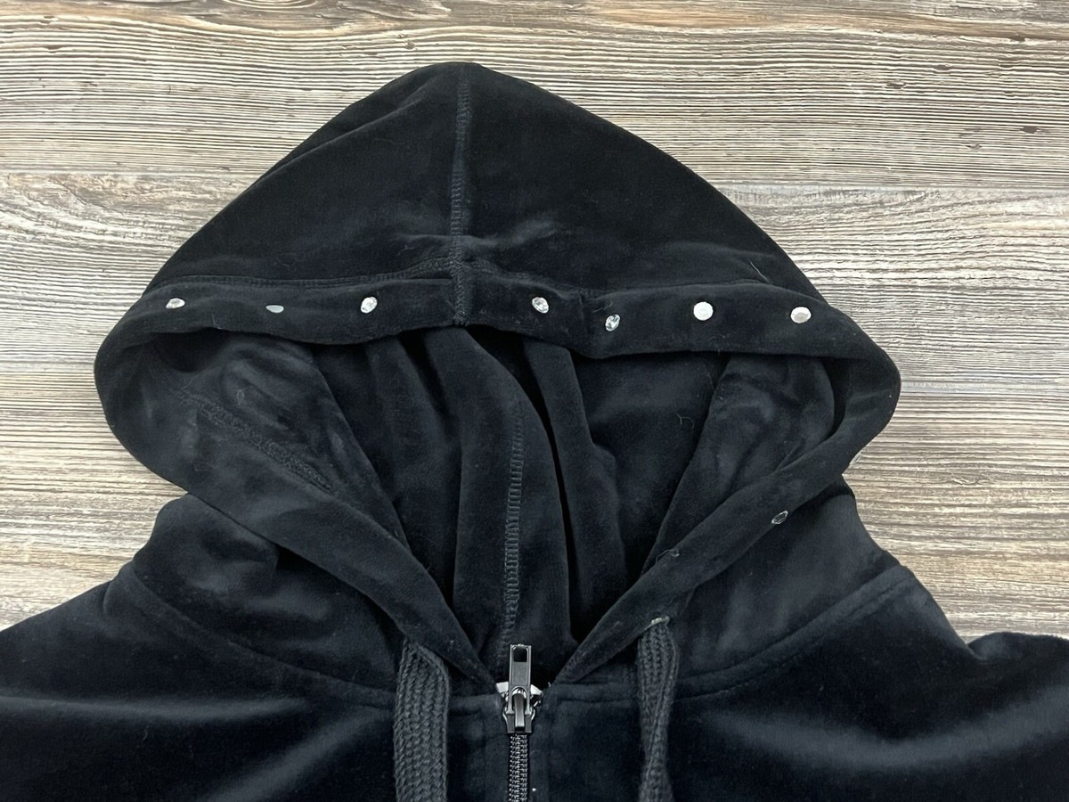Disney Parks Full Zip Hoodie 1X Black Velour Velvet Mickey