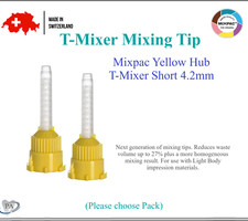 Dental HP "T" Mix Tips Short For HB VPS Impression Material, Yellow, 4.2mm