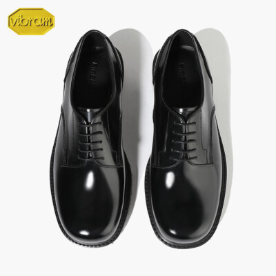 Firenze Atelier Men's Black Leather Lace-up Oxford Derby Shoes W/ Vibram Sole