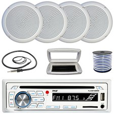 Pyle Single-DIN Marine CD Receiver W/Cover, 4x 5.25" 20W RMS Polycone Speakers
