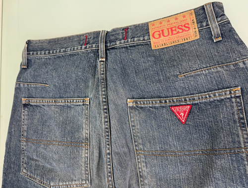 Y2K Vintage Guess Shorts Men's 36 Baggy Wide Leg Vintage Jorts Skater 90's Denim - Picture 3 of 10
