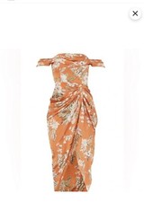 Pretty Little Thing Orange Floral Dress Size  8