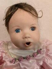Vintage Artist Baby Doll Girl Porcelain 21" Pink Dress