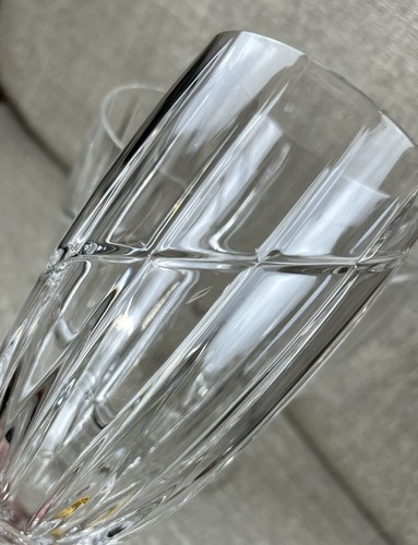 One Mikasa Uptown Crystal Stemmed Iced Tea Glass / Goblet Vertical Swirl Cuts - Picture 4 of 5