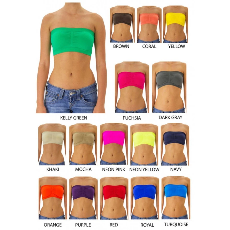 Paquete de 3 sujetadores bandeau de sujetador sin tirantes sexy sin tirantes para mujer dama niña Foto 2 de 4