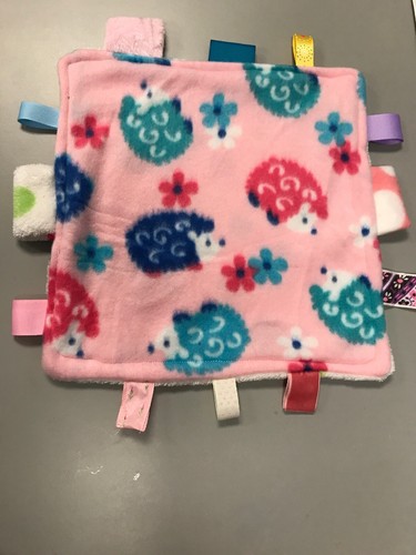 Handmade Pink Fleece Cuddle Hedgehog Baby Tag Ribbon Lovey Blanket 10X10 1/2 J3 - 第 2/12 張圖片