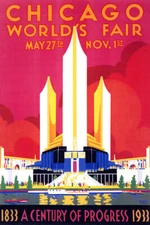 CHICAGO ILLINOIS WORLD'S FAIR 1933 A CENTURY OF PROGRESS VINTAGE POSTER REPRO