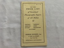 1932 George Murphy Inc. Photographic Papers Vintage Price List