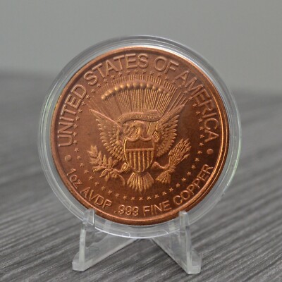 1964 Kennedy Half Dollar 1 oz .999 Pure Copper Round Collectible