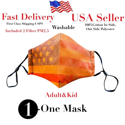 Flag Face Mask Cloth Mask Adjustable Washable Reusable Filter Pocket Face Mask