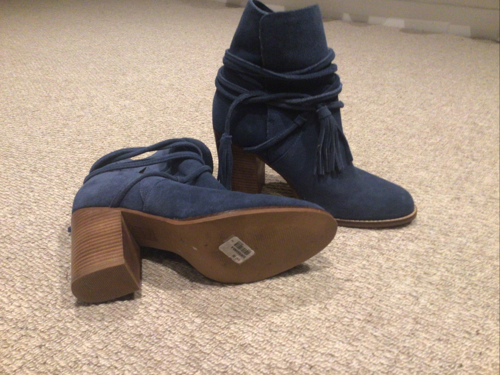 suede Blue leather Tassel ankle boots size 8/42 eBay