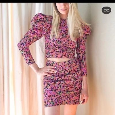 Zara Pink Floral Mini Skirt ZARA SATIN EFFECT MINI SKIRT HOT PINK