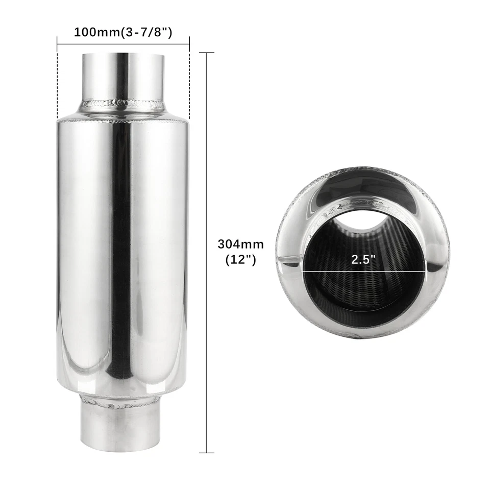 Silenciador de escape de entrada/salida de 2,5" resonador tono profundo 12"" para Mercedes-Benz ML350 Foto 4 de 4