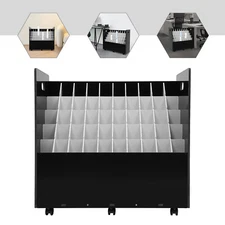 50-slot Blueprint Organizer Roll File Storage Holder Movable Roll File Cart