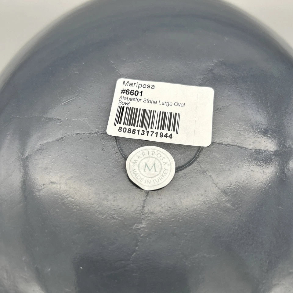 Nuevo con etiquetas Mariposa Piedra de Alabastro Grande Ovalado Cuenco #6601 Gris Foto 3 de 4