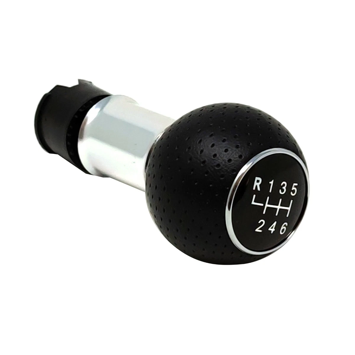 Motoforti 6 Pomello Cambio Manuale a 6 Velocità con Copertura, Leva del Cambio, per Audi A3 8P 03-13, Finta Pelle in Plastica, Tono Argento Opaco Rosso Nero