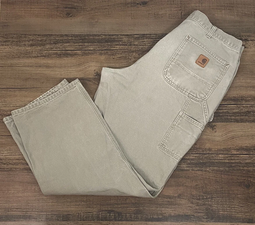 Carhartt B11 DES Khaki Canvas Dungaree Fit Carpenter Pants, Men's 38 x 32