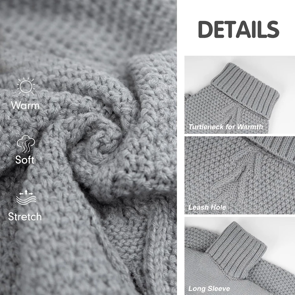 Свитер пуловер водолазка для маленьких собак трикотаж с блестящими блестками XS - Изображение 3 из 4