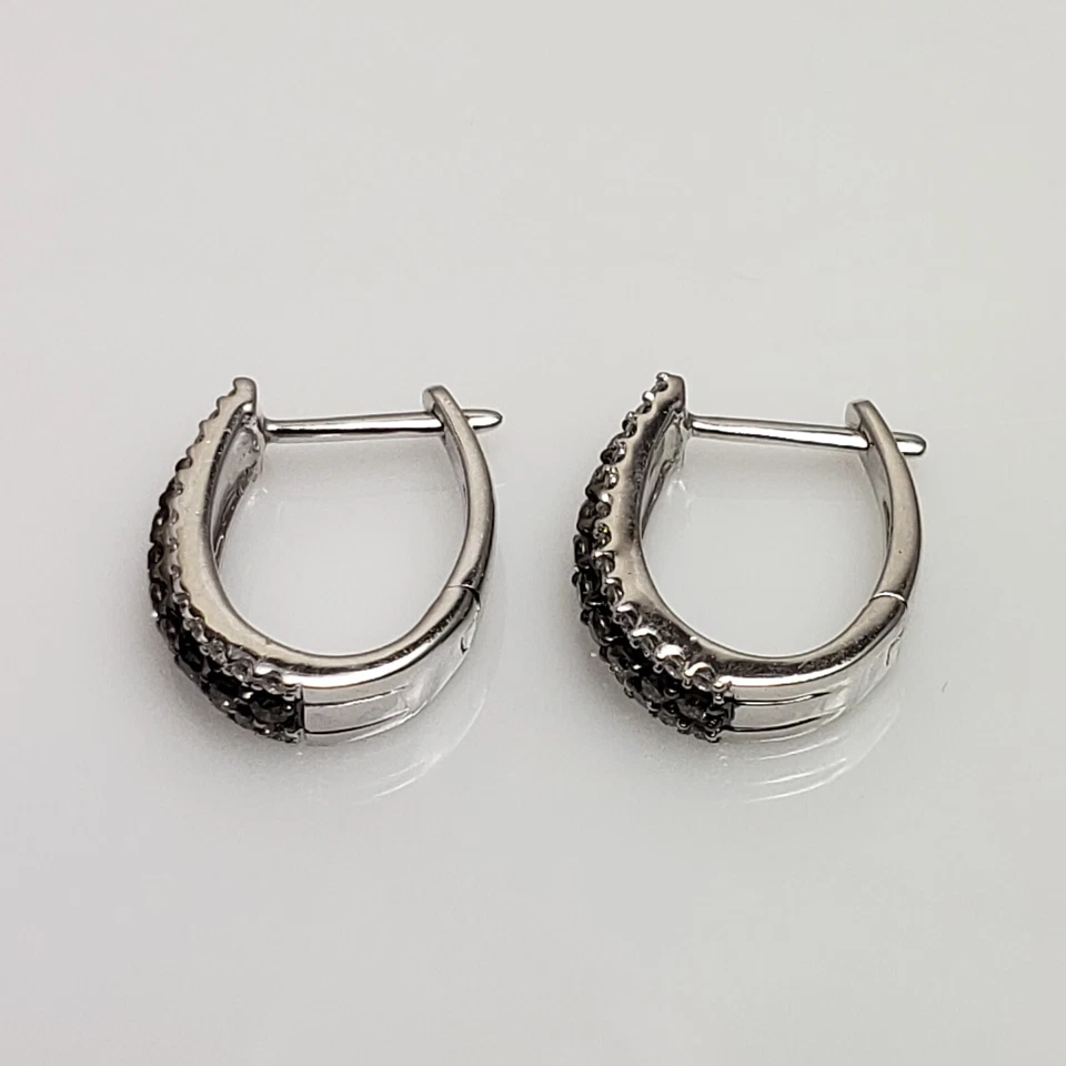 Pendientes de aro Le Vian de oro blanco de 14k chocolate y vainilla Foto 3 de 4