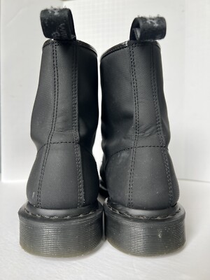 Dr Martens Sz 13 Boots Black Coated Textured Leather Lace-Up