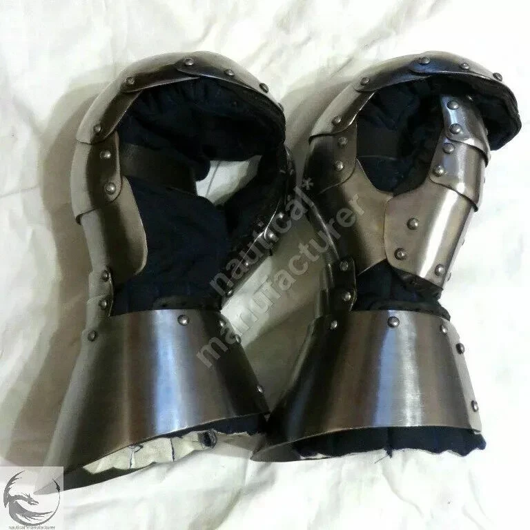 Guanteletes góticos medievales cruzados caballero armadura guantes forjados a mano Foto 3 de 4