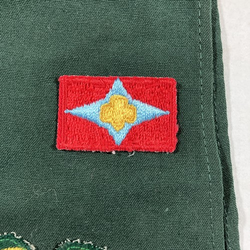Vintage 60s Girl Scouts green sash With 10 merit patches pins wings And Troop # - Picture 7 of 10
