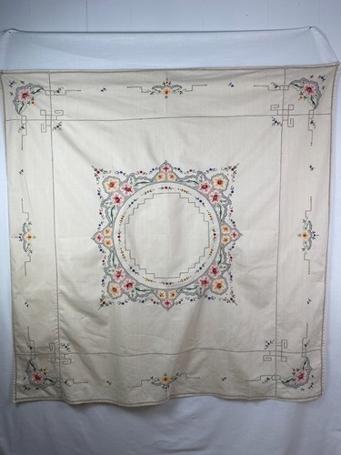 Handarbeit Stich 40er Jahre bestickt schöne 46,5 * 46,5 Mittagessen Tischdecke - Bild 5 von 9