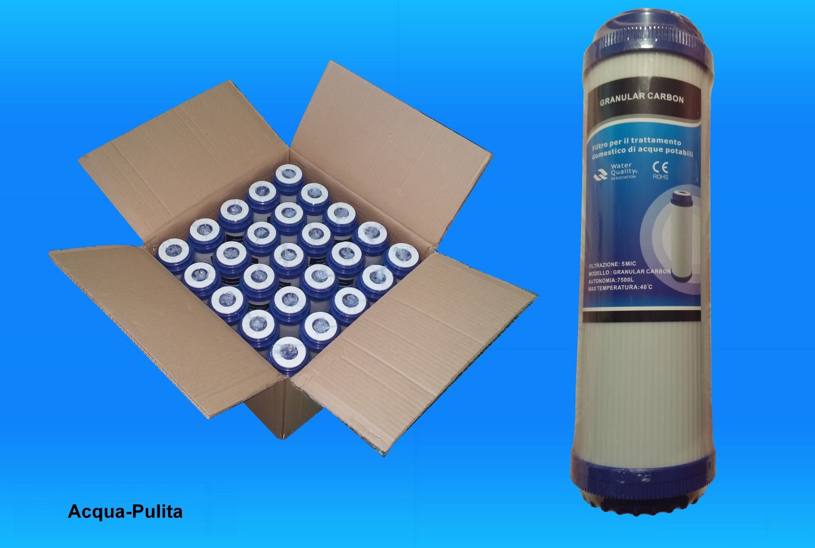 25 Filtri Depuratore Acqua Osmosi Inversa - Carbone GAC Ricambio