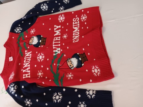 Youth Large 10-12 Woman's S-M Christmas Sweater Hangin' With My Gnomies" GNOMES - Picture 9 of 12