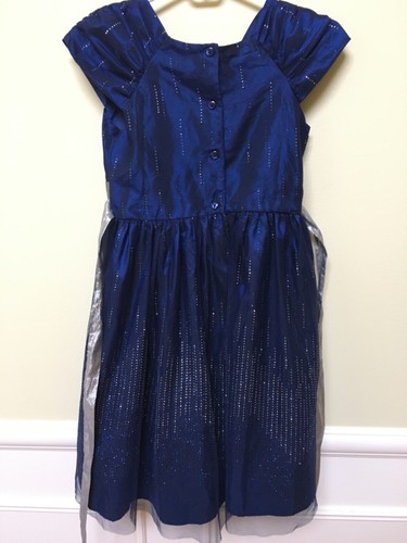 Jona Michelle Girls Dress Size 12 Formal Navy Royal Blue silver princess Party - Picture 4 of 16