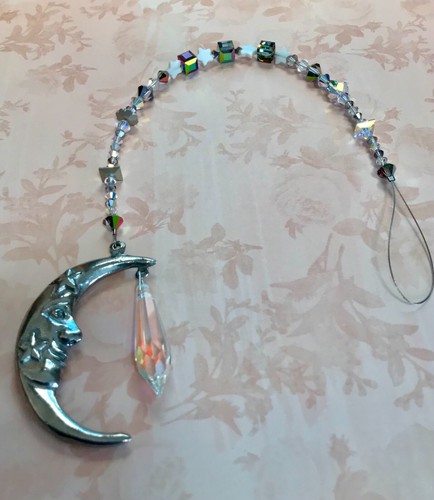 14” Swarovski Crystal Beads MOON & STARS Suncatcher Hanging Window Sun Catcher🌜 - Picture 6 of 9