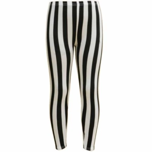 NEW Girls Kids Black White Leggings Striped Stripe Print Age 6 7 8 9 10 11  12 13