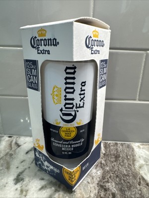 Corona Extra 12.5 oz Slim Can Shaped Glass, SE, Made In USA,  In Orig Box NOS
