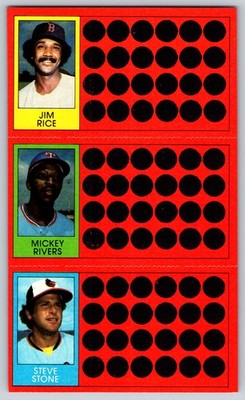 Jim Rice / Bruce Bochte / Steve Stone 1981 Topps Scratch-Offs 13 / 30 / 49