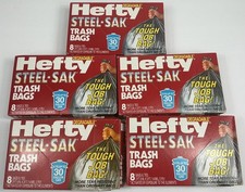 Lot 5 Vintage NOS 1989 Hefty Steel Sak Trash Bags 40 Total Movie Prop Sealed*