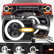 Pair For Jeep Cherokee Xj Wrangler Jk 5x7 7x6 Led Headlights Turn Signal Drl