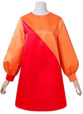 Vonda Colorblock Dress A Line red Orange Long Sleeve M retro vintage style