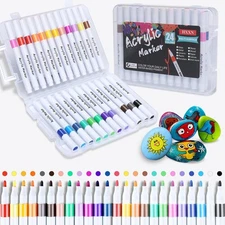 24 Colors Acrylic Paint Pens Markers, Premium Permanent Fabric Paint Markers