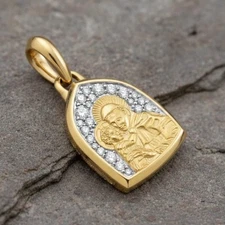 14K Solid Yellow Gold Religious Jesus St Saint Anthony Medal Medallion Pendant