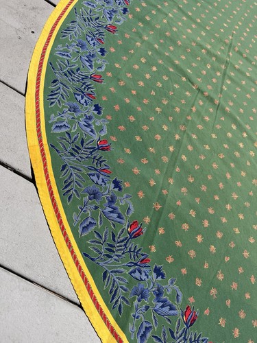 Williams Sonoma Green 70 in Round Tablecloth Flowers Butterflies Spring Summer - Picture 2 of 10