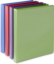 Economy 3 Ring Binder, 1/2" D-Ring with 2 Pockets, Assorted Colors, 4-Pack
