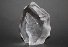 RARE Mats Jonasson Sweden Wolf Etched Crystal Signed Numbered 4.75" x 3.25"