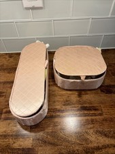 Set Of 2 Vintage Pink Satin Glove Boxes With Vintage Handkerchiefs