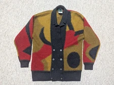vintage 1980s sweater MOHAIR colorblock M oversized CARDIGAN boyfriend fit